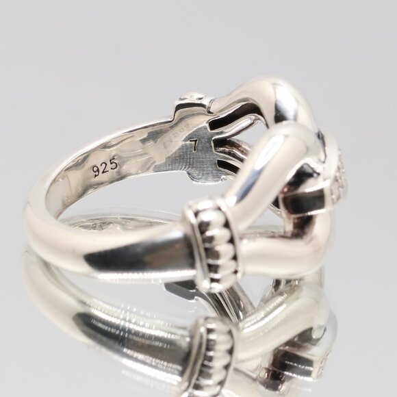 Authentic Lagos Caviar Sterling Silver Cluster 12 Diamonds Ring - Picture 4 of 9